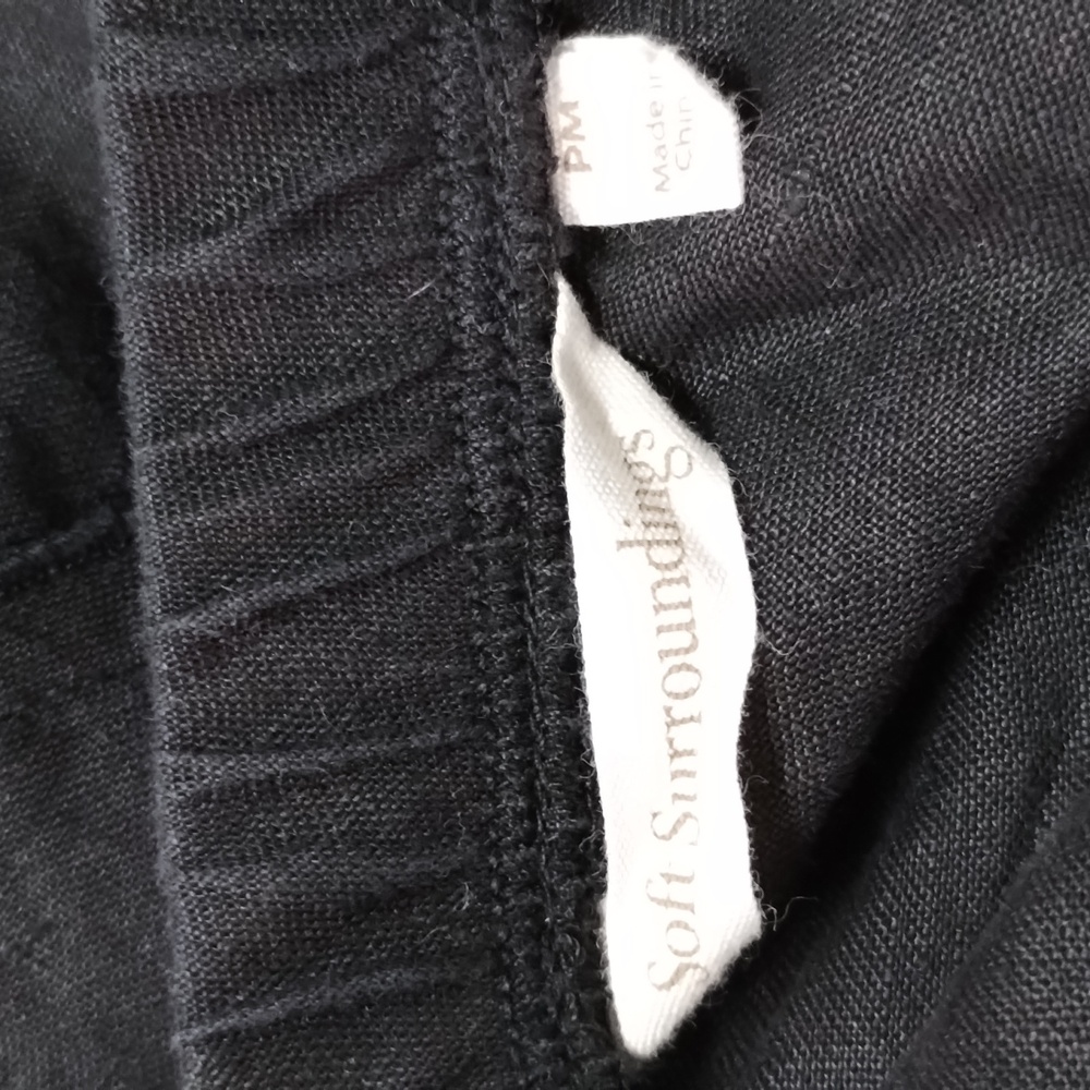 Soft Surroundings Linen Tiered Skirt Black PM Petite Medium - Picture 6 of 7